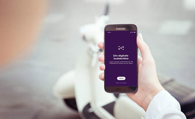 Mobil med bankID-app på skjermen - illustrasjon for BankID-app